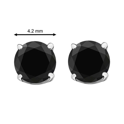 14K White & Yellow Gold 0.50 Carat Black Diamond Prong Set Stud Earrings for Women With Secure Backs