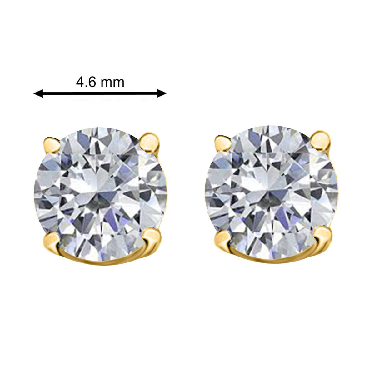 0.60 Carat White Diamond ( I-J / I1-I2 ) Prong Set Stud Earrings In 14K Yellow & White Gold With Secure Push Backs