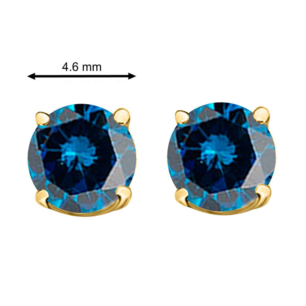 0.60 Carat Round Blue Diamond Prong Set Stud Earrings For Women In 14K White & Yellow Gold