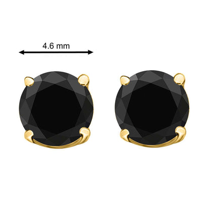 Maulijewels Black Diamond Stud Earrings For Women In 14K White & Yellow Gold With Secure Backs