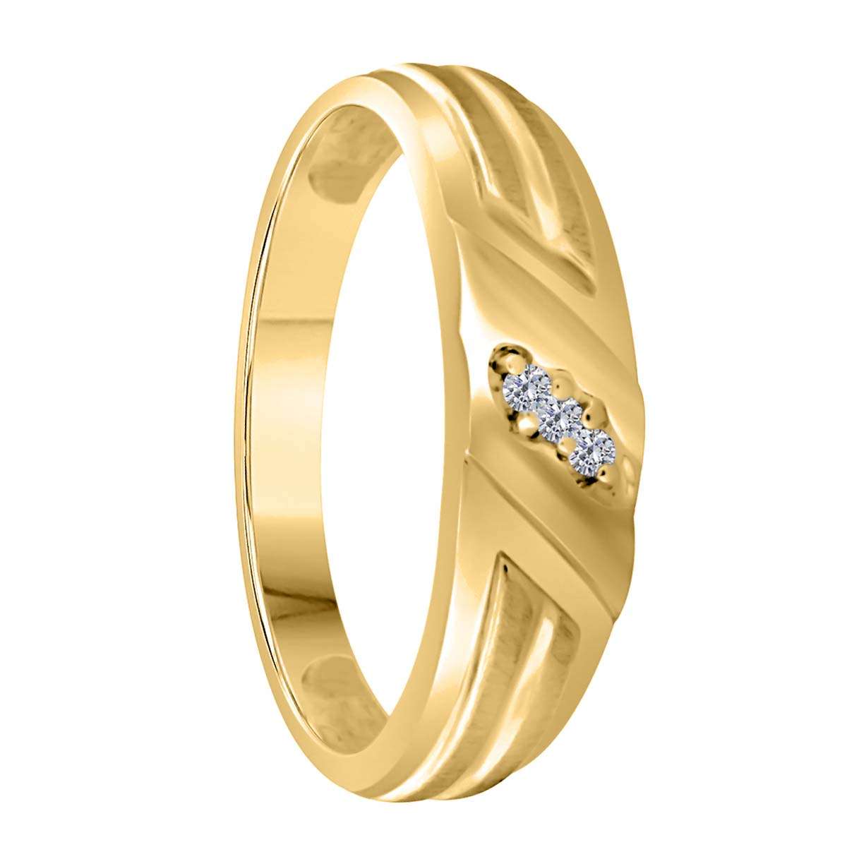 0.045 Carat Natural Diamond ( H-I / I1-I2 ) Men's Versatile Engagement Wedding Diamond Rings In 10K White & Yellow Gold