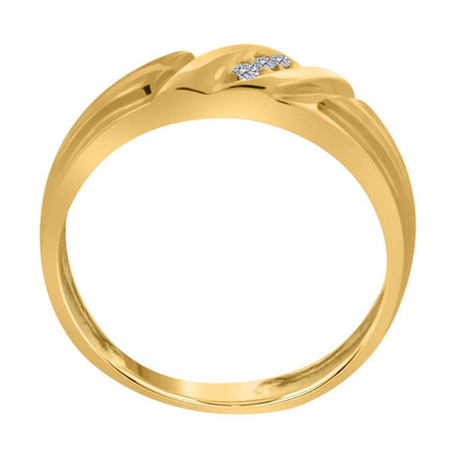 0.045 Carat Natural Diamond ( H-I / I1-I2 ) Men's Versatile Engagement Wedding Diamond Rings In 10K White & Yellow Gold