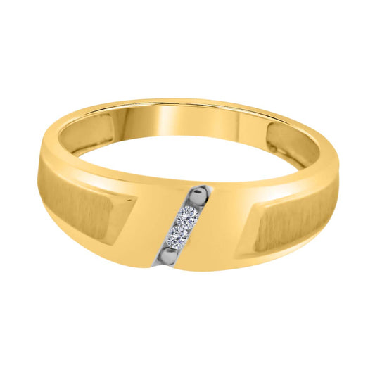 MauliJewels Men’s Diamond Wedding Ring 0.04 Carat White Diamond Engagement Ring Channel Setting 10K Yellow Gold Unique Mens Ring Promise Band