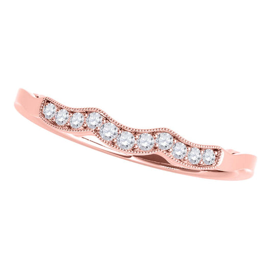 MauliJewels 0.08 Carat Lab Grown Diamond Curved Wedding Band, 10K Rose, White or Yellow Gold, Prong Set Anniversary Bridal Ring