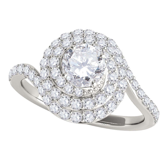 MauliJewels 1 Carat Lab Grown Diamond Halo Dome Engagement Ring, 10K White or Yellow Gold, 4-Prong Round Cut Diamond Ring