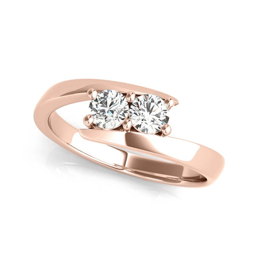 MauliJewels 1 Carat Lab Grown Diamond Two Stone Engagement Ring for Women, Brilliant Cut 4 Prong Setting, 10K Rose White or Yellow Gold, E-F Color VS1 Clarity, Wedding Ring