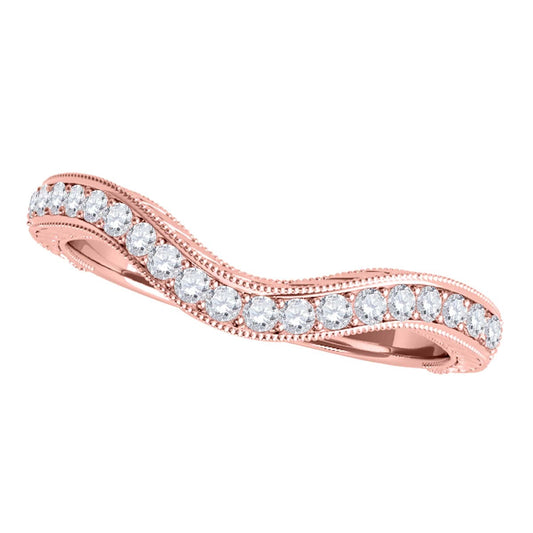 MauliJewels 0.15 Carat Lab Grown Diamond Wedding Band, 10K Rose White or Yellow Gold, 20 Stone Round Cut 4-Prong Stackable Ring