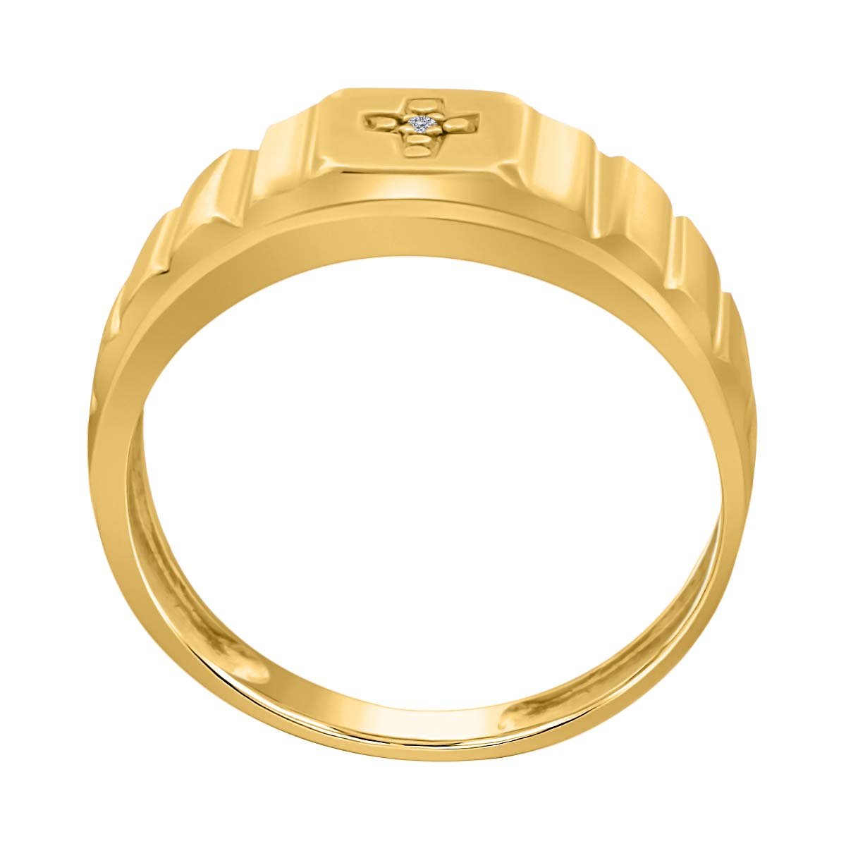 MauliJewels 0.005 Carat Diamond Men's Cross Ring Prong-Setting 10K Yellow Gold Mauli Jewels