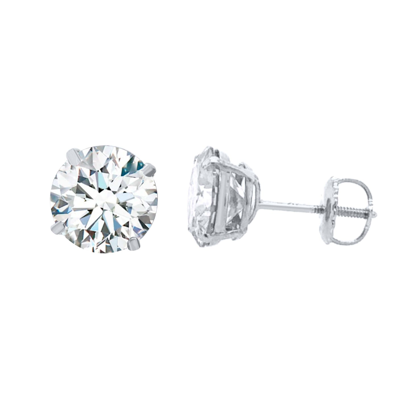 14K Gold Round Moissanite Martini Stud Earrings with Screw Back, GRA Certified D-VVS1 Clarity Mauli Jewels