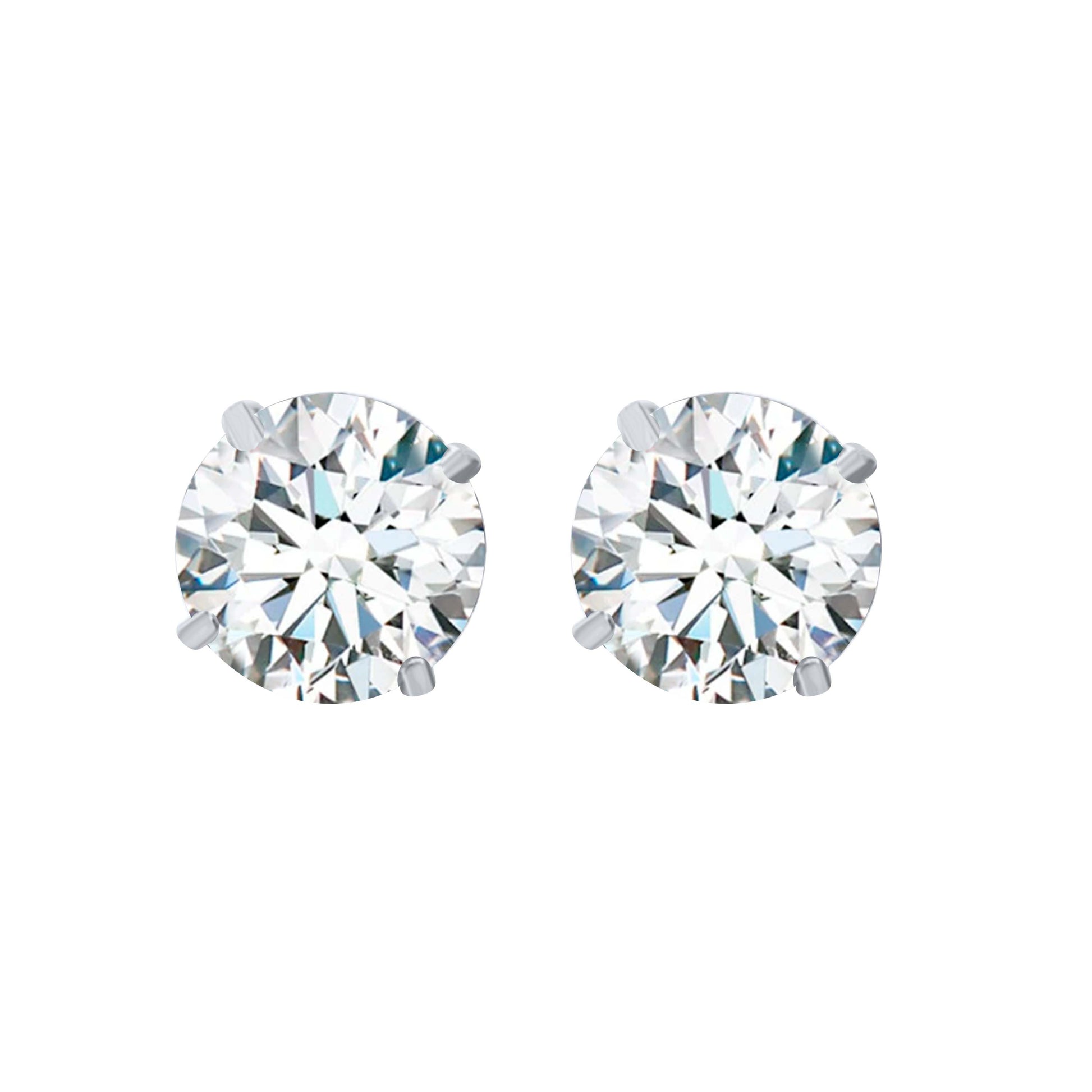 14K Gold Round Moissanite Martini Stud Earrings with Screw Back, GRA Certified D-VVS1 Clarity Mauli Jewels