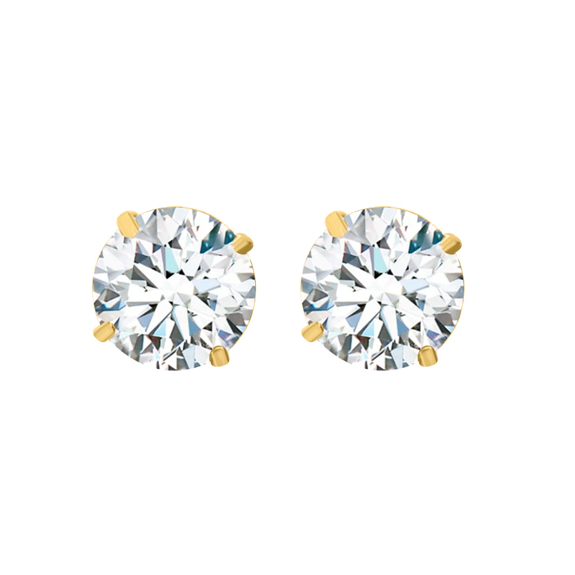 14K Gold Round Moissanite Stud Earrings with Screw Back, GRA Certified D-VVS1 Clarity Mauli Jewels