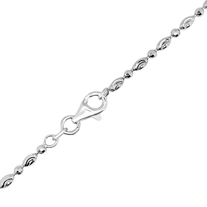 MauliJewels 2MM Moon Cut Ball Bead 14K White Gold Plated 925 Sterling Silver With 18" Chain Necklace For Women's