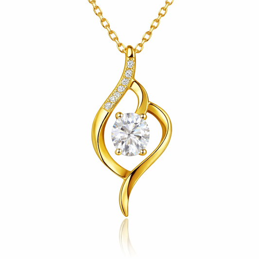 Mauli Jewels 1.06 Carat Lab Grown Diamond Pendant Necklace for Women in 10K White & Yellow Gold, Oval Cut & Round Cut Diamond Pendant with 18 Inch Gold Chain, EF Color VS1 Clarity