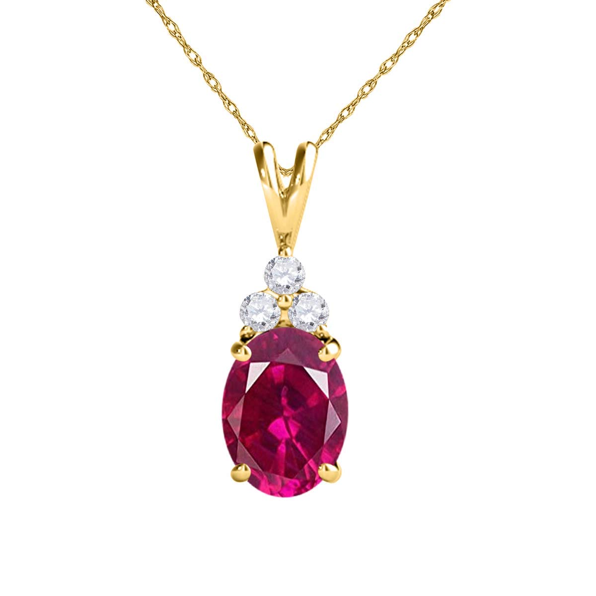 MauliJewels Engagement Necklace for Women 1.30 Carat Diamond And Beautiful Oval Shape Gemstone Pendant 4 prongs 14K Yellow Gold With 18'' Chain Mauli Jewels