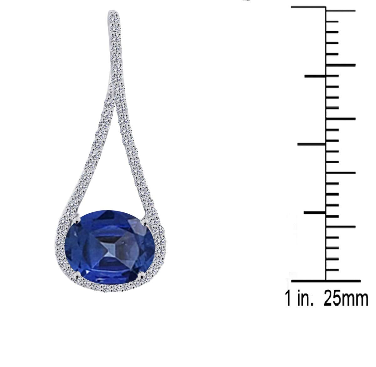 MauliJewels Engagement Necklace for Women 4.81 Carat Diamond And Beautiful Oval Shape Gemstone Pendant 4 prongs 10K White Gold With 18'' Chain Mauli Jewels