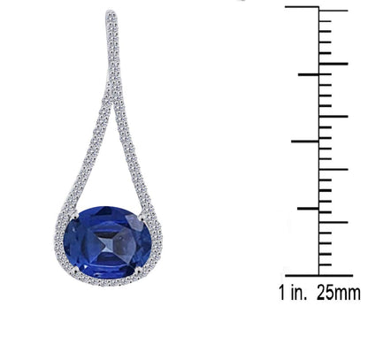 MauliJewels Engagement Necklace for Women 4.81 Carat Diamond And Beautiful Oval Shape Gemstone Pendant 4 prongs 10K White Gold With 18'' Chain Mauli Jewels