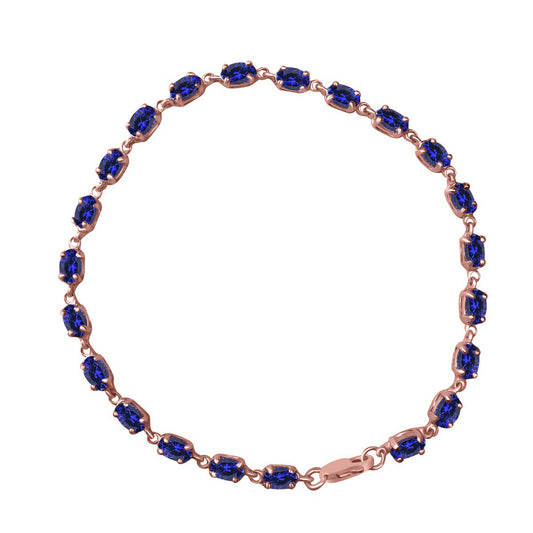 MauliJewels Bracelets for Women 5.00 Carat Oval Shape Tanzanite Bracelet 4-Prong-Setting 10K Solid Rose Gold Gemstone Wedding Jewelry Collection Mauli Jewels