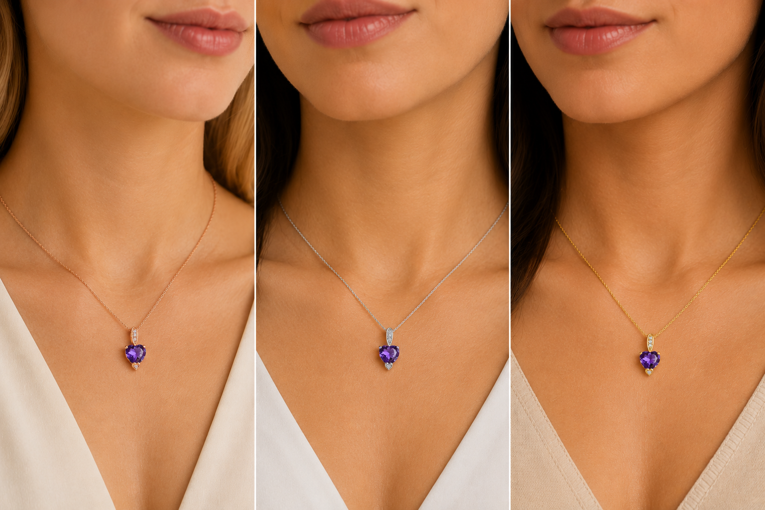 MauliJewels 1.18 Carat Heart Shape Gemstone and Lab Grown Diamond Pendant Necklace for Women in 10K White and Yellow Gold with 18 Inch Gold Plated Chain - Mauli Jewels