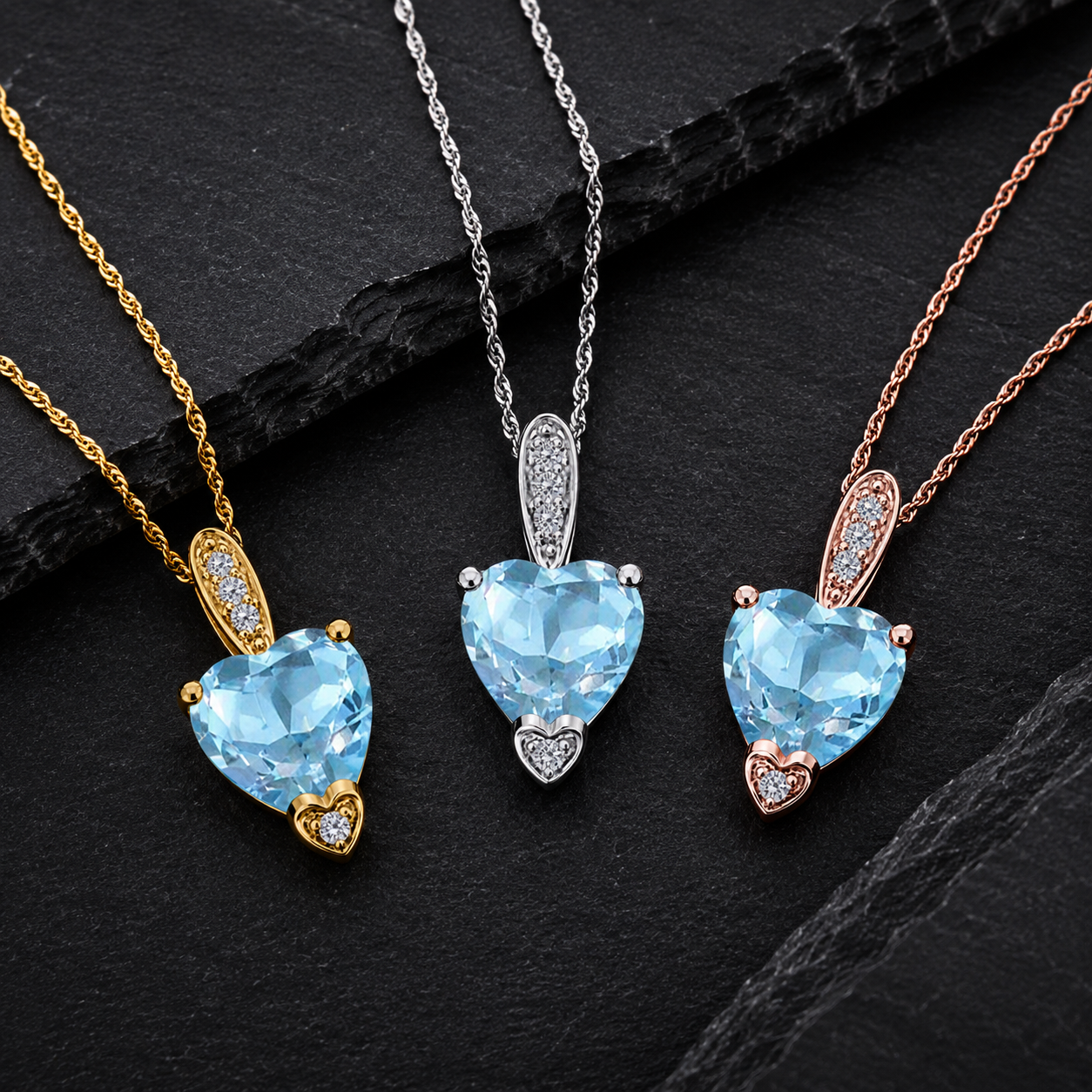 MauliJewels 1.18 Carat Heart Shape Gemstone and Lab Grown Diamond Pendant Necklace for Women in 10K White and Yellow Gold with 18 Inch Gold Plated Chain - Mauli Jewels