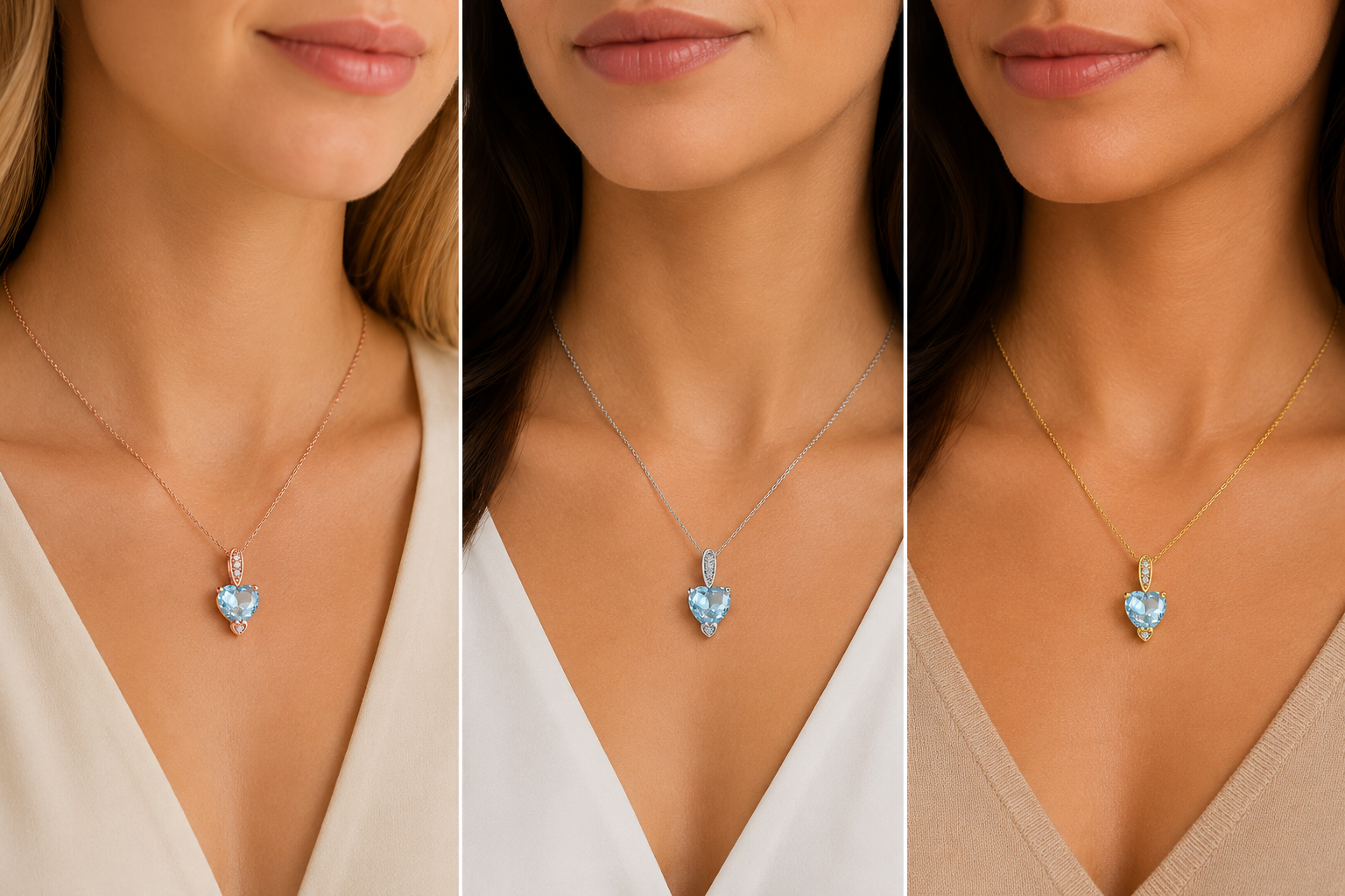 MauliJewels 1.18 Carat Heart Shape Gemstone and Lab Grown Diamond Pendant Necklace for Women in 10K White and Yellow Gold with 18 Inch Gold Plated Chain - Mauli Jewels