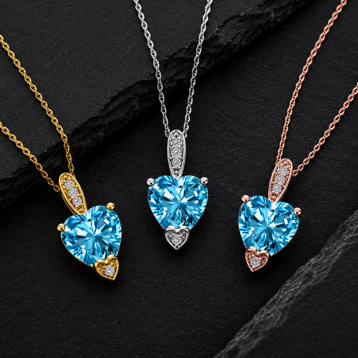 MauliJewels 1.18 Carat Heart Shape Gemstone and Lab Grown Diamond Pendant Necklace for Women in 10K White and Yellow Gold with 18 Inch Gold Plated Chain - Mauli Jewels