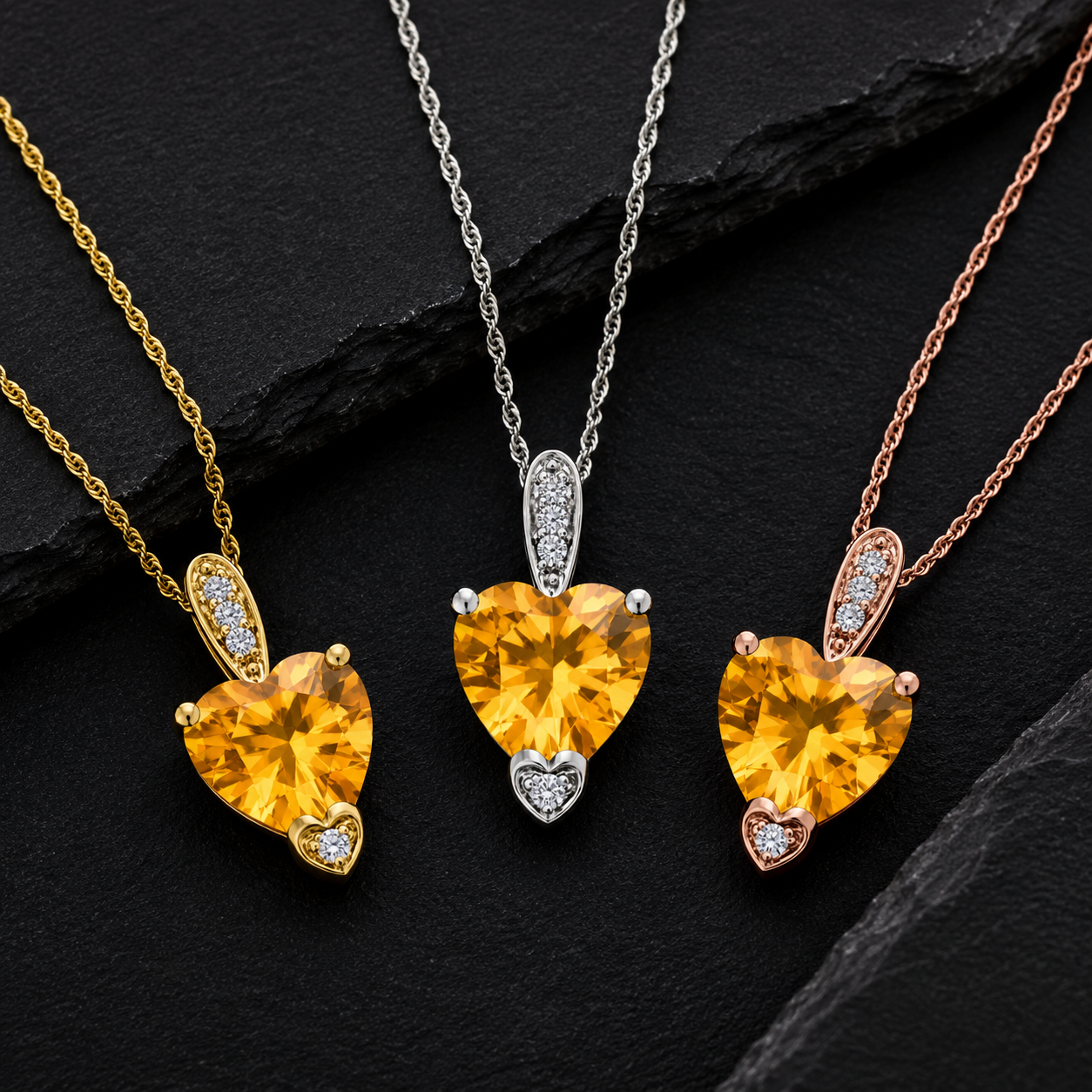 MauliJewels 1.18 Carat Heart Shape Gemstone and Lab Grown Diamond Pendant Necklace for Women in 10K White and Yellow Gold with 18 Inch Gold Plated Chain - Mauli Jewels