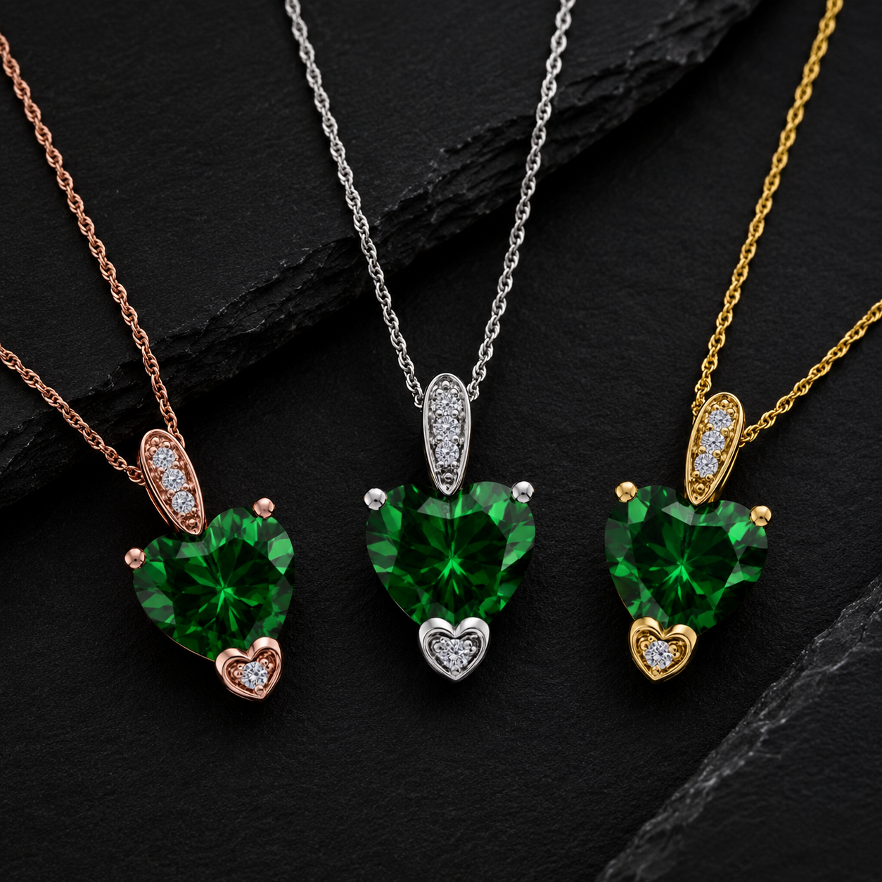 MauliJewels 1.18 Carat Heart Shape Gemstone and Lab Grown Diamond Pendant Necklace for Women in 10K White and Yellow Gold with 18 Inch Gold Plated Chain - Mauli Jewels