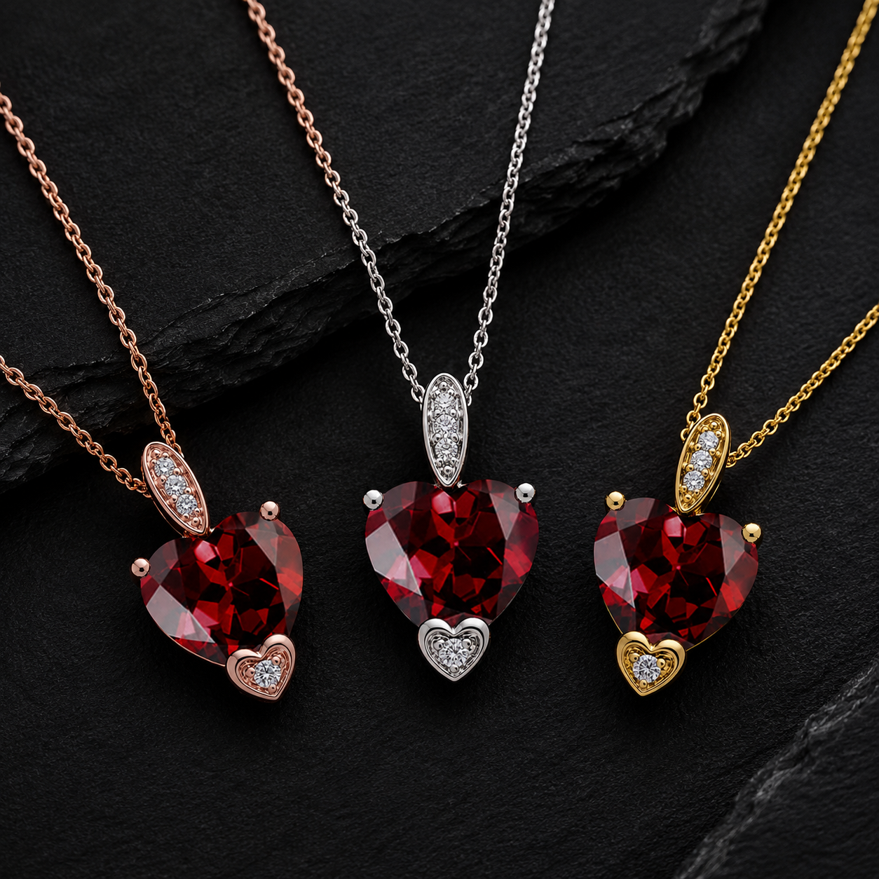 MauliJewels 1.18 Carat Heart Shape Gemstone and Lab Grown Diamond Pendant Necklace for Women in 10K White and Yellow Gold with 18 Inch Gold Plated Chain - Mauli Jewels