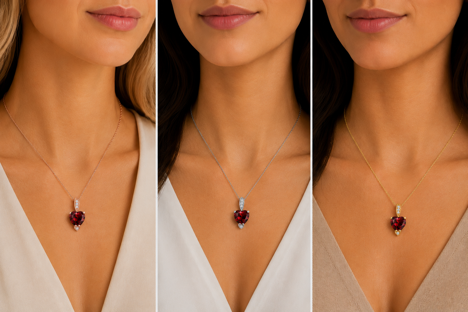 MauliJewels 1.18 Carat Heart Shape Gemstone and Lab Grown Diamond Pendant Necklace for Women in 10K White and Yellow Gold with 18 Inch Gold Plated Chain - Mauli Jewels
