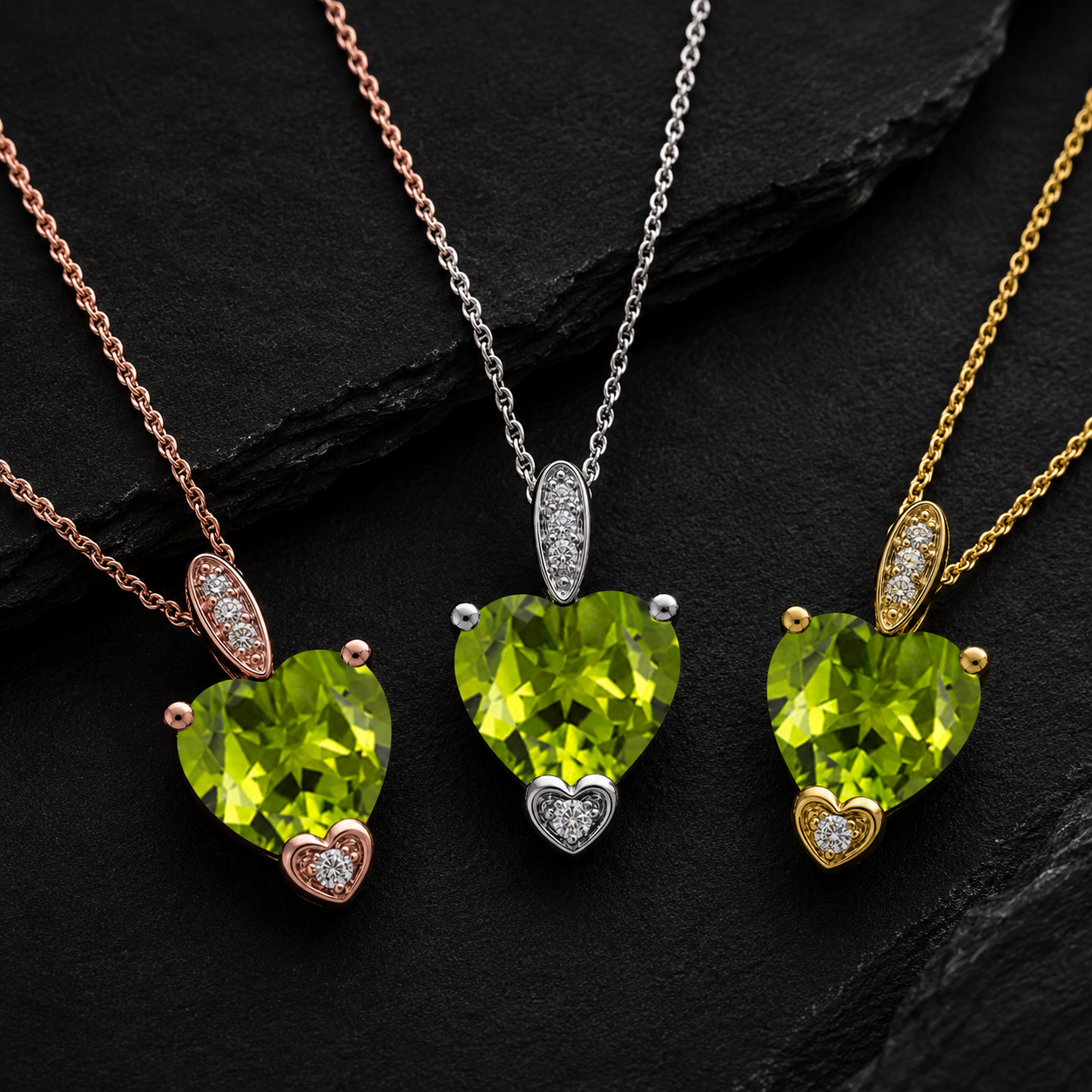 MauliJewels 1.18 Carat Heart Shape Gemstone and Lab Grown Diamond Pendant Necklace for Women in 10K White and Yellow Gold with 18 Inch Gold Plated Chain - Mauli Jewels