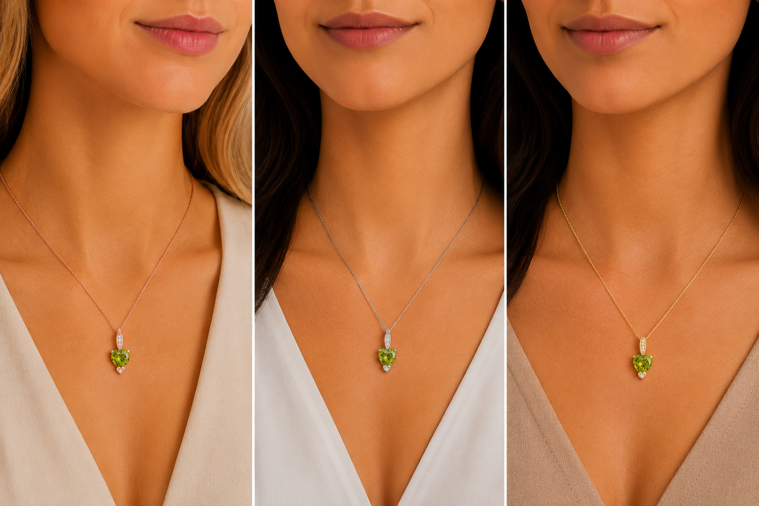 MauliJewels 1.18 Carat Heart Shape Gemstone and Lab Grown Diamond Pendant Necklace for Women in 10K White and Yellow Gold with 18 Inch Gold Plated Chain - Mauli Jewels