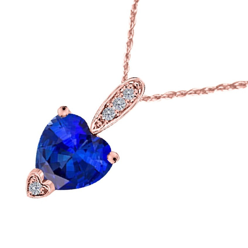 MauliJewels 1.18 Carat Heart Shape Gemstone and Lab Grown Diamond Pendant Necklace for Women in 10K White and Yellow Gold with 18 Inch Gold Plated Chain - Mauli Jewels