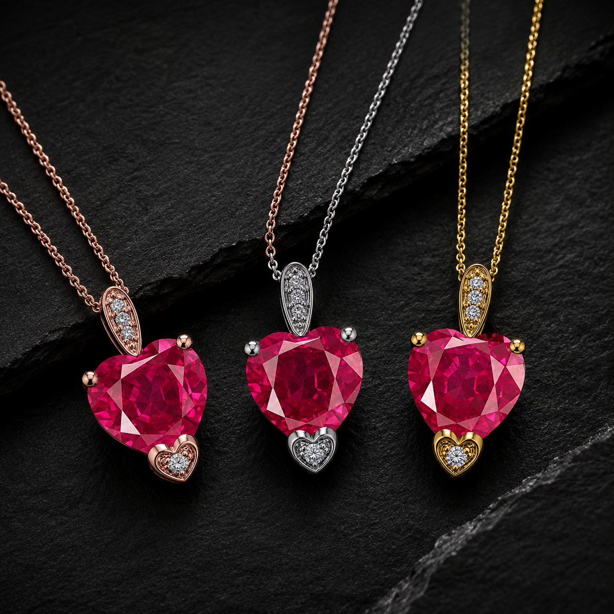 MauliJewels 1.18 Carat Heart Shape Gemstone and Lab Grown Diamond Pendant Necklace for Women in 10K White and Yellow Gold with 18 Inch Gold Plated Chain - Mauli Jewels