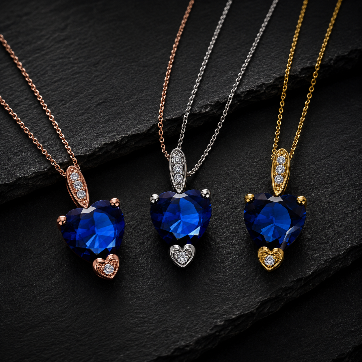 MauliJewels 1.18 Carat Heart Shape Gemstone and Lab Grown Diamond Pendant Necklace for Women in 10K White and Yellow Gold with 18 Inch Gold Plated Chain - Mauli Jewels