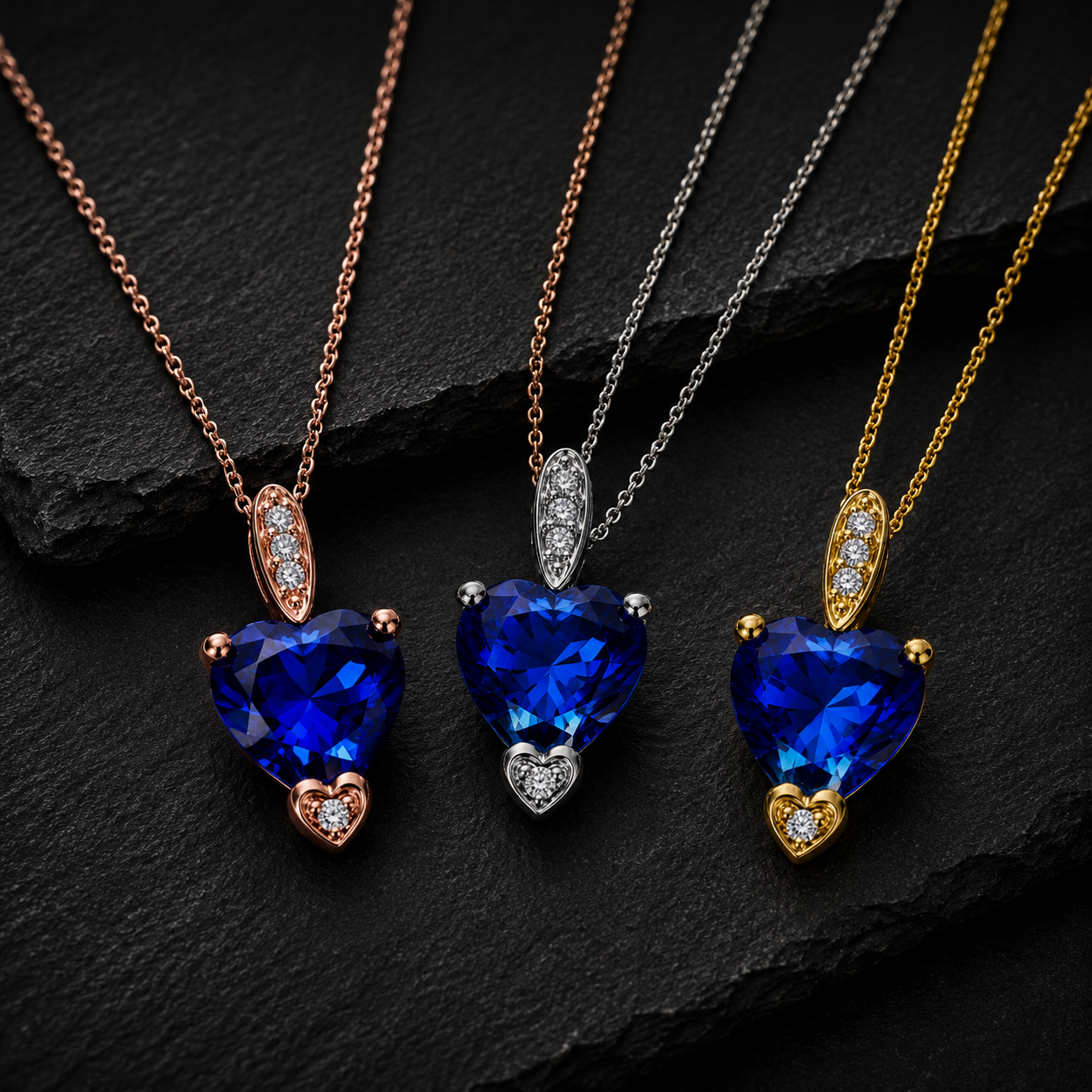 MauliJewels 1.18 Carat Heart Shape Gemstone and Lab Grown Diamond Pendant Necklace for Women in 10K White and Yellow Gold with 18 Inch Gold Plated Chain - Mauli Jewels