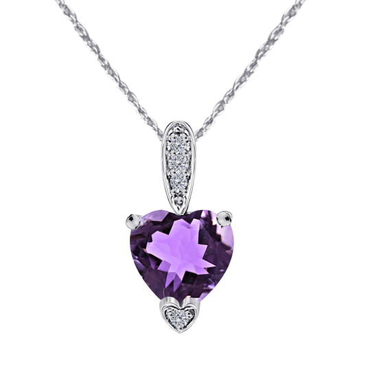 MauliJewels 1.18 Carat Heart Shape Gemstone and Lab Grown Diamond Pendant Necklace for Women in 10K White and Yellow Gold with 18 Inch Gold Plated Chain - Mauli Jewels