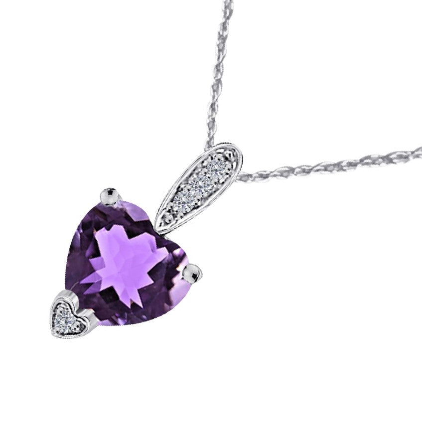 MauliJewels 1.18 Carat Heart Shape Gemstone and Lab Grown Diamond Pendant Necklace for Women in 10K White and Yellow Gold with 18 Inch Gold Plated Chain - Mauli Jewels