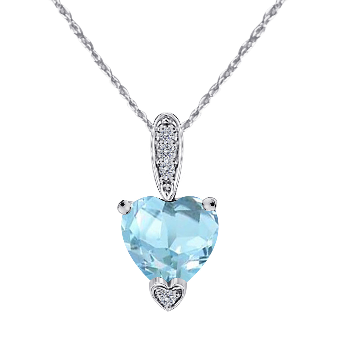 MauliJewels 1.18 Carat Heart Shape Gemstone and Lab Grown Diamond Pendant Necklace for Women in 10K White and Yellow Gold with 18 Inch Gold Plated Chain - Mauli Jewels