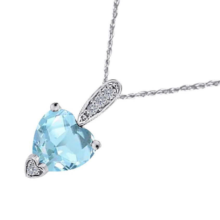 MauliJewels 1.18 Carat Heart Shape Gemstone and Lab Grown Diamond Pendant Necklace for Women in 10K White and Yellow Gold with 18 Inch Gold Plated Chain - Mauli Jewels