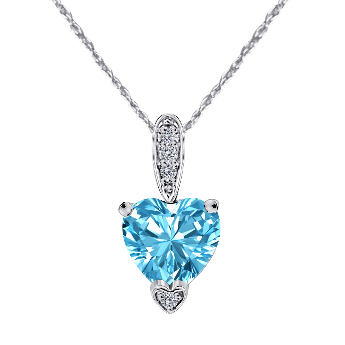 MauliJewels 1.18 Carat Heart Shape Gemstone and Lab Grown Diamond Pendant Necklace for Women in 10K White and Yellow Gold with 18 Inch Gold Plated Chain - Mauli Jewels