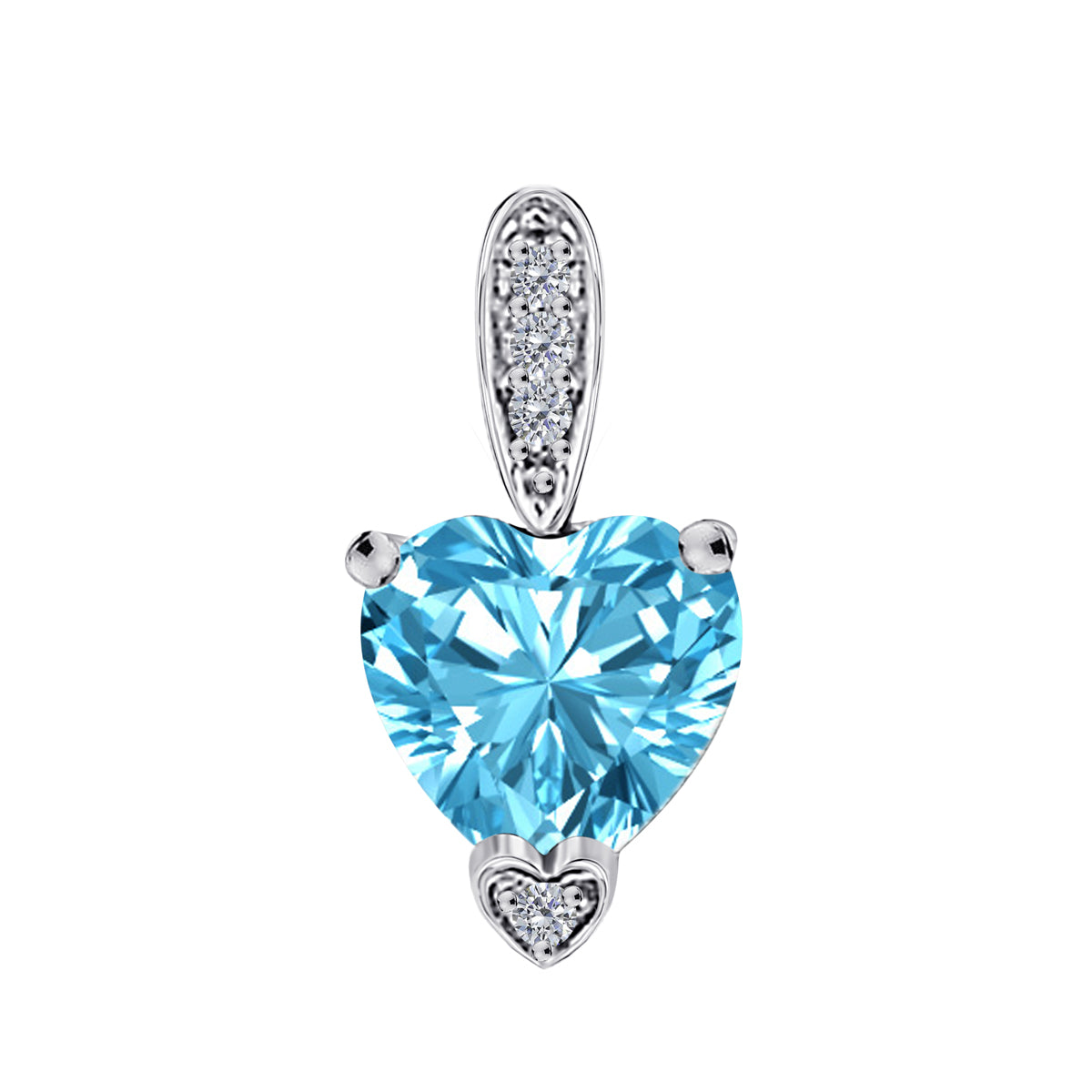 MauliJewels 1.18 Carat Heart Shape Gemstone and Lab Grown Diamond Pendant Necklace for Women in 10K White and Yellow Gold with 18 Inch Gold Plated Chain - Mauli Jewels