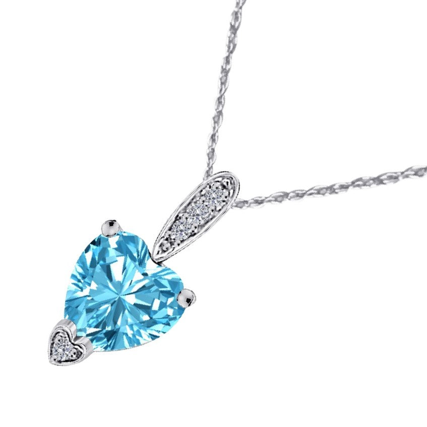 MauliJewels 1.18 Carat Heart Shape Gemstone and Lab Grown Diamond Pendant Necklace for Women in 10K White and Yellow Gold with 18 Inch Gold Plated Chain - Mauli Jewels
