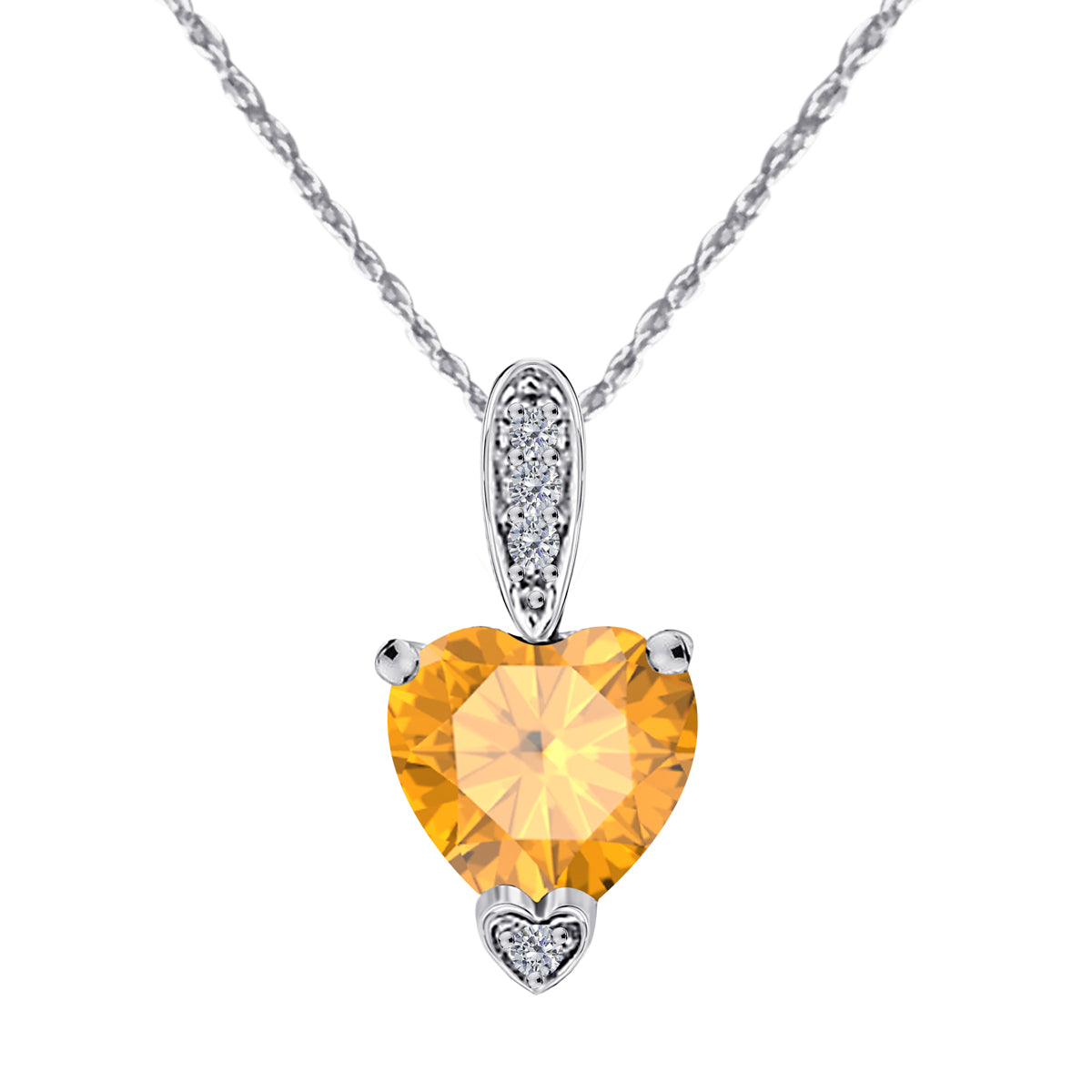 MauliJewels 1.18 Carat Heart Shape Gemstone and Lab Grown Diamond Pendant Necklace for Women in 10K White and Yellow Gold with 18 Inch Gold Plated Chain - Mauli Jewels