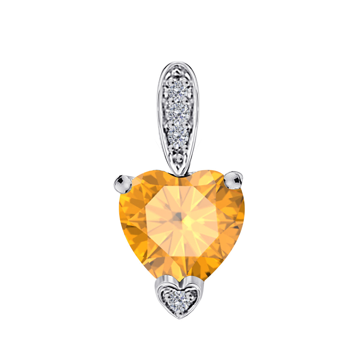 MauliJewels 1.18 Carat Heart Shape Gemstone and Lab Grown Diamond Pendant Necklace for Women in 10K White and Yellow Gold with 18 Inch Gold Plated Chain - Mauli Jewels