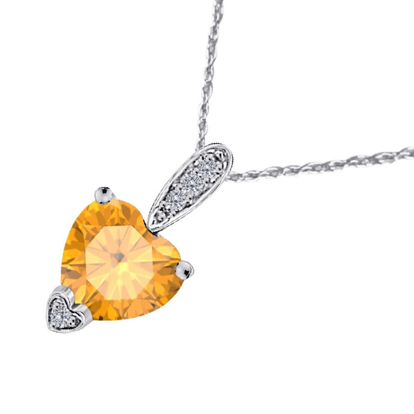 MauliJewels 1.18 Carat Heart Shape Gemstone and Lab Grown Diamond Pendant Necklace for Women in 10K White and Yellow Gold with 18 Inch Gold Plated Chain - Mauli Jewels