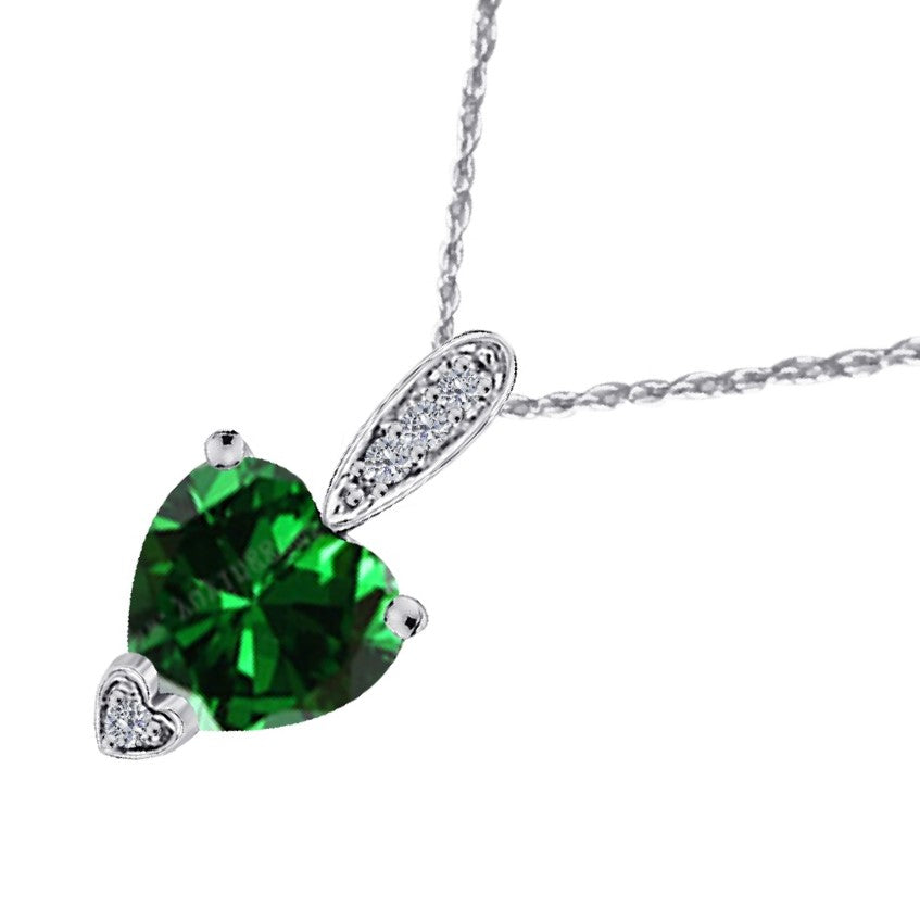 MauliJewels 1.18 Carat Heart Shape Gemstone and Lab Grown Diamond Pendant Necklace for Women in 10K White and Yellow Gold with 18 Inch Gold Plated Chain - Mauli Jewels
