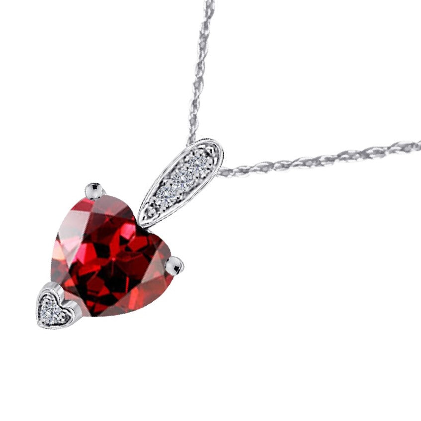 MauliJewels 1.18 Carat Heart Shape Gemstone and Lab Grown Diamond Pendant Necklace for Women in 10K White and Yellow Gold with 18 Inch Gold Plated Chain - Mauli Jewels