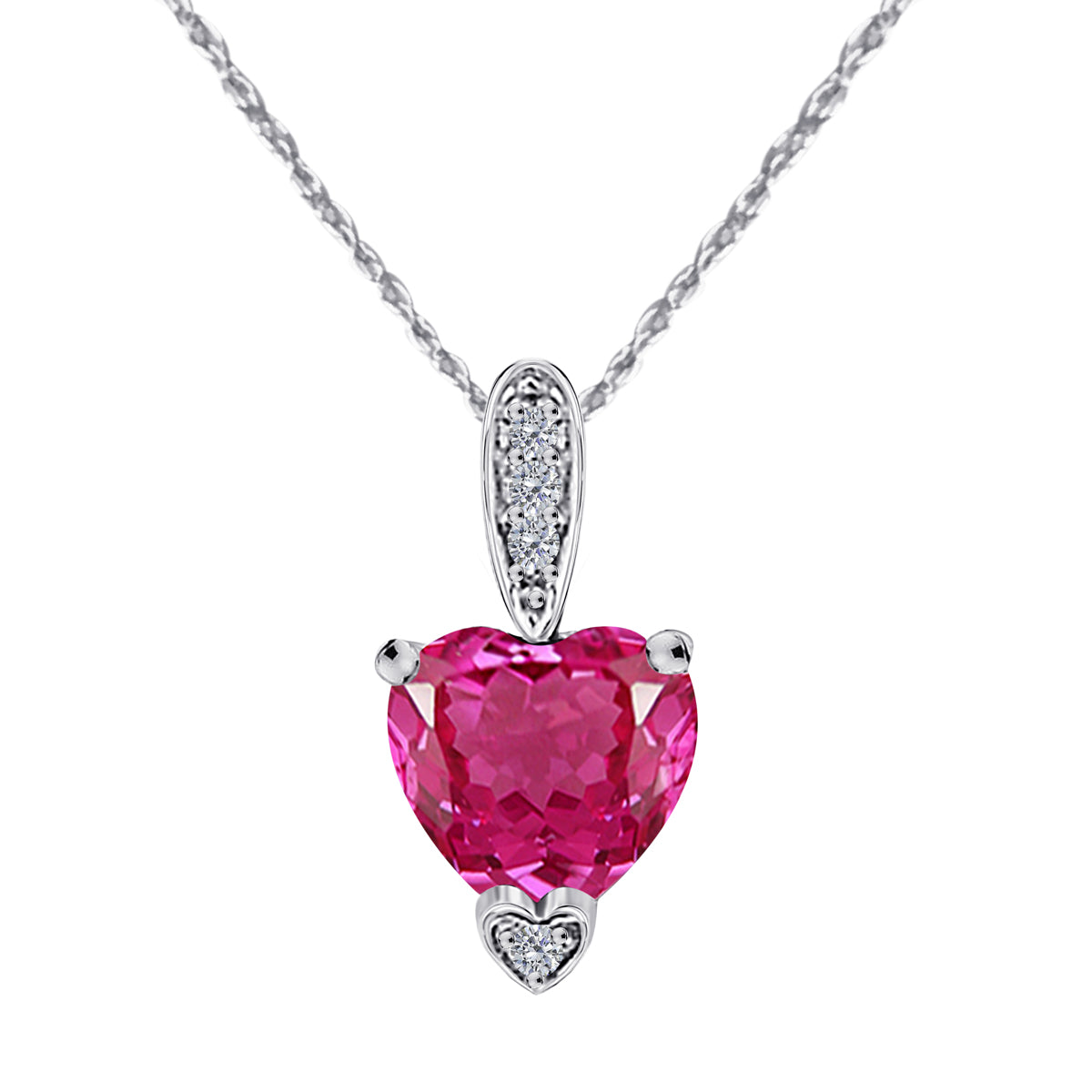 MauliJewels 1.18 Carat Heart Shape Gemstone and Lab Grown Diamond Pendant Necklace for Women in 10K White and Yellow Gold with 18 Inch Gold Plated Chain - Mauli Jewels