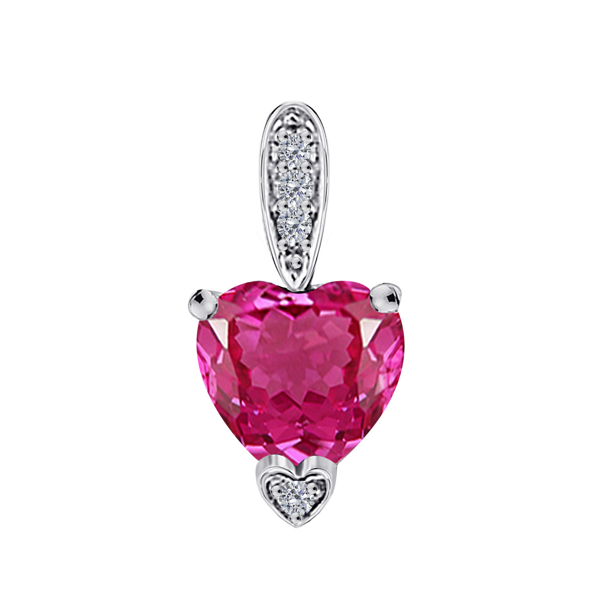 MauliJewels 1.18 Carat Heart Shape Gemstone and Lab Grown Diamond Pendant Necklace for Women in 10K White and Yellow Gold with 18 Inch Gold Plated Chain - Mauli Jewels