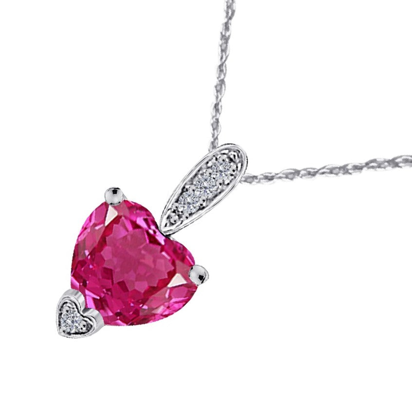 MauliJewels 1.18 Carat Heart Shape Gemstone and Lab Grown Diamond Pendant Necklace for Women in 10K White and Yellow Gold with 18 Inch Gold Plated Chain - Mauli Jewels